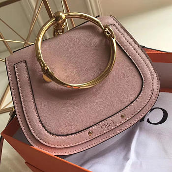 Chloe Medium Nile Bracelet Leather Crossbody Bag in Pink