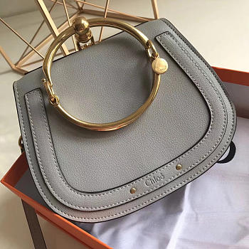 Chloe Medium Nile Bracelet Leather Crossbody Bag in Gray