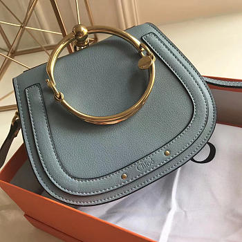 Chloe Medium Nile Bracelet Leather Crossbody Bag in Light Blue
