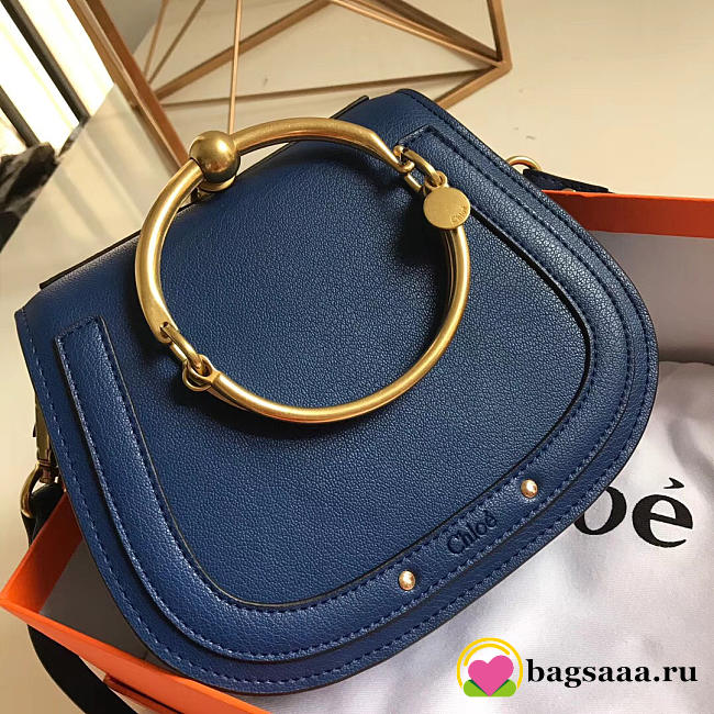 Chloe Medium Nile Bracelet Leather Crossbody Bag in Dark Blue - 1