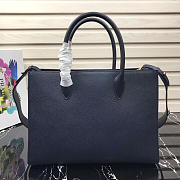 Prada Women's Inverted Pleat Saffiano Leather Satchel in Dark Blue 1BA153 - 3