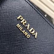 Prada Women's Inverted Pleat Saffiano Leather Satchel in Dark Blue 1BA153 - 2