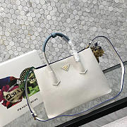 Prada Saffiano Cuir Small Double Leather Bag in white - 2