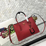 Prada Saffiano Cuir Small Double Leather Bag in Red - 1