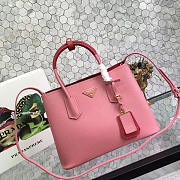 Prada Saffiano Cuir Small Double Leather Bag in Coral - 1
