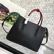 Prada Saffiano Cuir Small Double Leather Bag in Black - 6