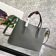 Prada Saffiano Cuir Small Double Leather Bag in Gray with red - 2