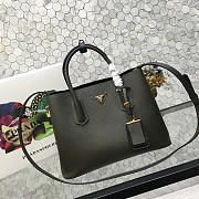 Prada Saffiano Cuir Small Double Leather Bag in Dark Green - 1
