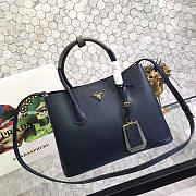 Prada Saffiano Cuir Small Double Leather Bag in Dark Blue - 6