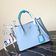 Prada Saffiano Cuir Small Double Leather Bag in Blue - 1