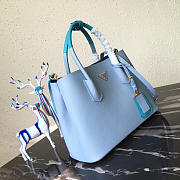 Prada Saffiano Cuir Small Double Leather Bag in Blue - 6