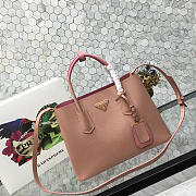 Prada Saffiano Cuir Small Double Leather Bag in Sakura Pink - 1