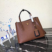 Prada Saffiano Cuir Small Double Leather Bag in Brown - 6