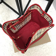 Burberry Original Check Tote Handbag with Red - 3