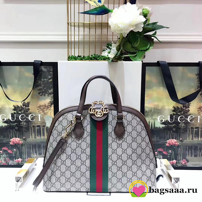 Gucci Ophidia medium top handle bag in Khaki - 1