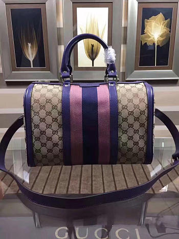 Gucci Webby Speedy Canvas Cross Body Bag in Purple