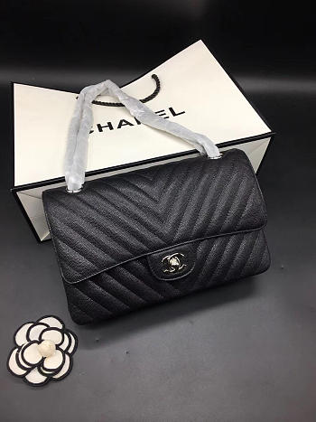 Chanel Flap Bag Caviar Black Bag 25cm with Silver Hardware