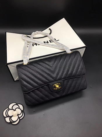Chanel Flap Bag Caviar Black Bag 25cm with Gold Hardware
