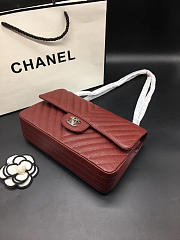 Chanel Flap Bag Caviar Red Bag 25cm with Silver Hardware - 4