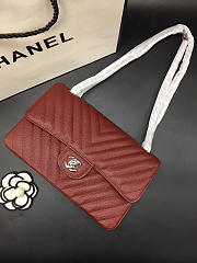 Chanel Flap Bag Caviar Red Bag 25cm with Silver Hardware - 5