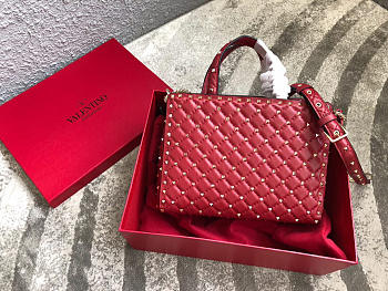 Valentino Garavani Rockstud Spike Lambskin Handbag in Red
