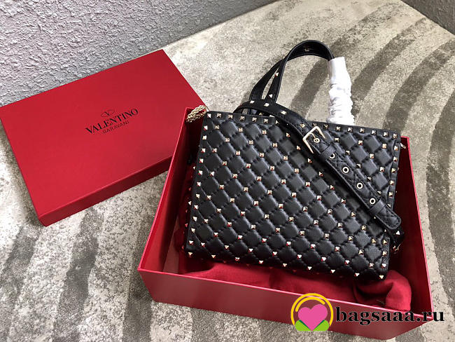 Valentino Garavani Rockstud Spike Lambskin Handbag in Black - 1