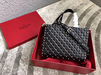Valentino Garavani Rockstud Spike Lambskin Handbag in Black