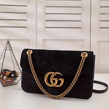 Gucci Marmont velvet Large shoulder bag in Black