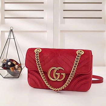 Gucci Marmont velvet Large shoulder bag in Red