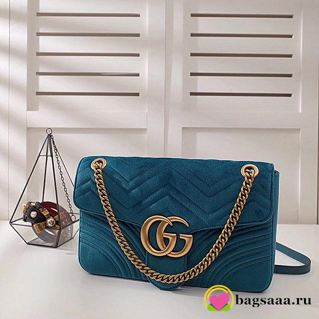 Gucci Marmont velvet Large shoulder bag in Blue - 1