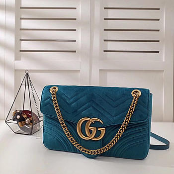 Gucci Marmont velvet Large shoulder bag in Blue