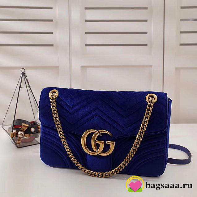 Gucci Marmont velvet Large shoulder bag in Dark Blue - 1