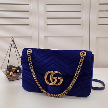 Gucci Marmont velvet Large shoulder bag in Dark Blue