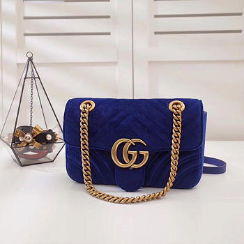 Gucci Marmont velvet Small shoulder bag in Dark Blue