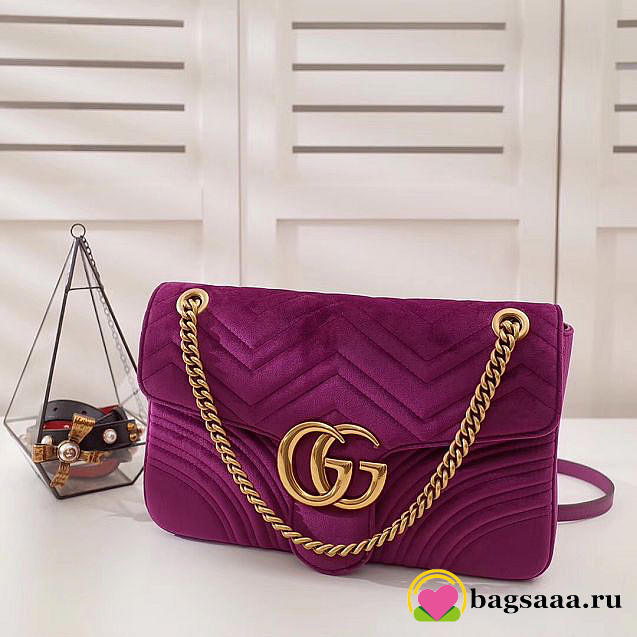 Gucci Marmont velvet Large shoulder bag in Dark Purple - 1