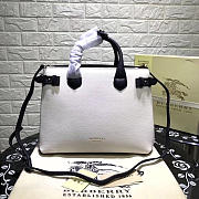 Burberry Classic Leather Tote Bag with White - 1