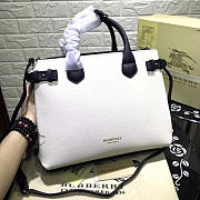 Burberry Classic Leather Tote Bag with White - 5