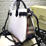 Burberry Classic Leather Tote Bag with White - 4