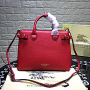 Burberry Classic Leather Tote Bag with Red - 6