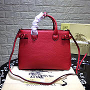 Burberry Classic Leather Tote Bag with Red - 2