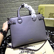 Burberry Classic Leather Tote Bag with Gray - 3
