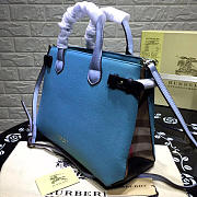 Burberry Classic Leather Tote Bag with Blue - 4
