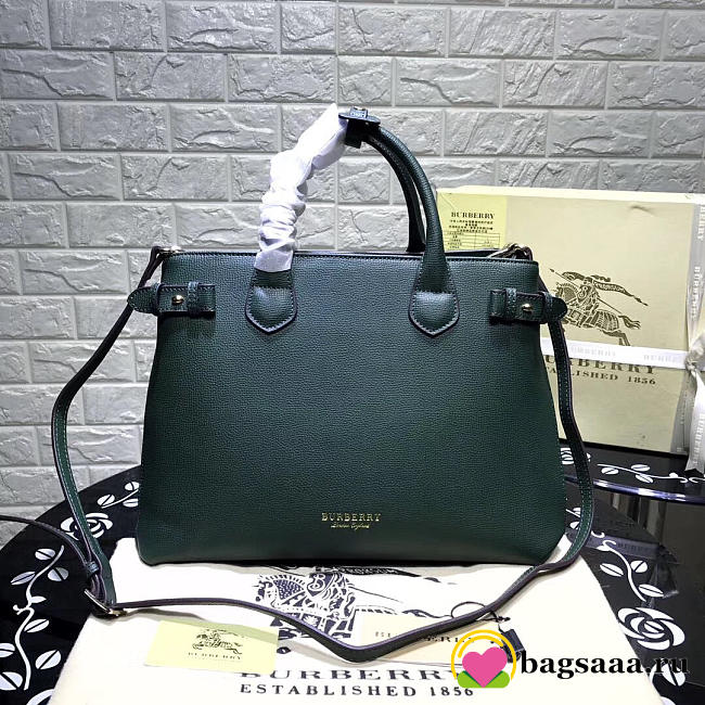 Burberry Classic Leather Tote Bag with Green - 1