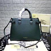Burberry Classic Leather Tote Bag with Green - 1