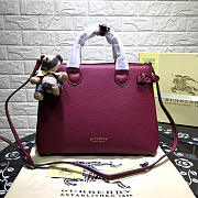 Burberry Classic Leather Tote Bag with Burgundy - 1