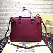 Burberry Classic Leather Tote Bag with Burgundy - 2