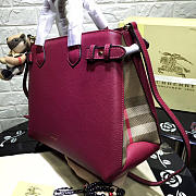 Burberry Classic Leather Tote Bag with Burgundy - 3