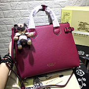 Burberry Classic Leather Tote Bag with Burgundy - 4