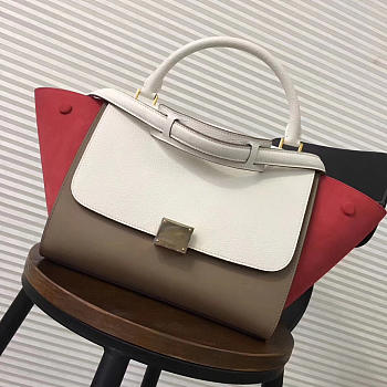 Celine Trapeze small Lambskin Leather bag White Red