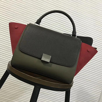 Celine Trapeze small Lambskin Leather Bag Black Red